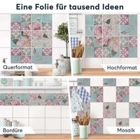 Fliesenaufkleber rechteckig Selbstklebend Anwendung - Durch die Blume