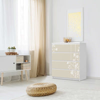 Folie für Möbel Florals Plain 3 - IKEA Malm Kommode 4 Schubladen - Schlafzimmer