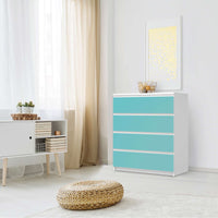 Folie für Möbel Türkisgrün Light - IKEA Malm Kommode 4 Schubladen - Schlafzimmer