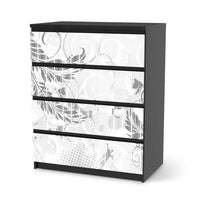 Folie für Möbel Florals Plain 2 - IKEA Malm Kommode 4 Schubladen - schwarz