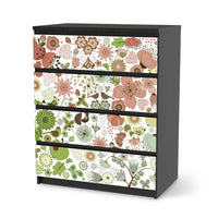 Folie für Möbel Flower Pattern - IKEA Malm Kommode 4 Schubladen - schwarz