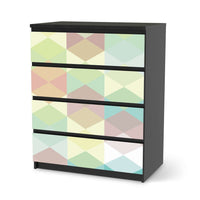 Folie für Möbel Melitta Pastell Geometrie - IKEA Malm Kommode 4 Schubladen - schwarz