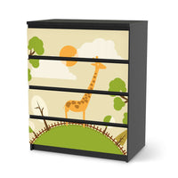 Folie für Möbel Mountain Giraffe - IKEA Malm Kommode 4 Schubladen - schwarz