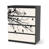 Folie für Möbel Tree and Birds 1 - IKEA Malm Kommode 4 Schubladen - schwarz