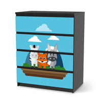 Folie für Möbel Zootiere - IKEA Malm Kommode 4 Schubladen - schwarz
