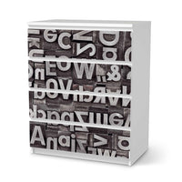 Folie für Möbel Alphabet - IKEA Malm Kommode 4 Schubladen - weiss