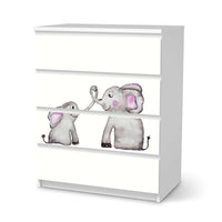 Folie für Möbel Elefanten - IKEA Malm Kommode 4 Schubladen - weiss