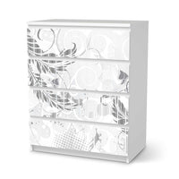 Folie für Möbel Florals Plain 2 - IKEA Malm Kommode 4 Schubladen - weiss