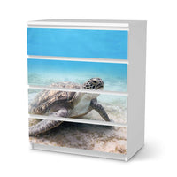 Folie für Möbel Green Sea Turtle - IKEA Malm Kommode 4 Schubladen - weiss