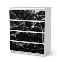 Folie für Möbel Marmor schwarz - IKEA Malm Kommode 4 Schubladen - weiss