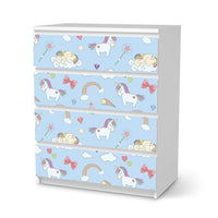 Folie für Möbel Rainbow Unicorn - IKEA Malm Kommode 4 Schubladen - weiss