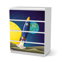Folie für Möbel Space Rocket - IKEA Malm Kommode 4 Schubladen - weiss