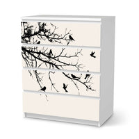 Folie für Möbel Tree and Birds 1 - IKEA Malm Kommode 4 Schubladen - weiss