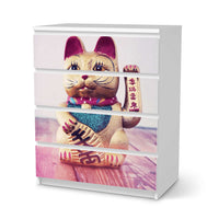 Folie für Möbel Winkekatze - IKEA Malm Kommode 4 Schubladen - weiss