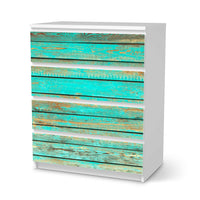 Folie für Möbel Wooden Aqua - IKEA Malm Kommode 4 Schubladen - weiss