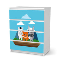 Folie für Möbel Zootiere - IKEA Malm Kommode 4 Schubladen - weiss
