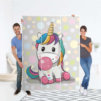 Folie für Möbel Rainbow das Einhorn - IKEA Pax Schrank 201 cm Höhe - 3 Türen - Folie
