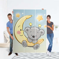 Folie für Möbel Teddy und Mond - IKEA Pax Schrank 201 cm Höhe - 3 Türen - Folie