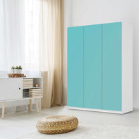 Folie für Möbel Türkisgrün Light - IKEA Pax Schrank 201 cm Höhe - 3 Türen - Schlafzimmer
