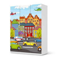 Folie für Möbel City Life - IKEA Pax Schrank 201 cm Höhe - 3 Türen - weiss
