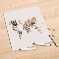 Folienbogen World Map - Braun - 30x30 cm