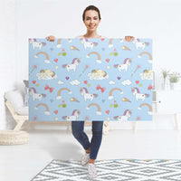 Selbstklebender Folienbogen Rainbow Unicorn - Größe: 120x80 cm