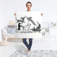 Selbstklebender Folienbogen Akrobaten Dackel - Größe: 90x90 cm
