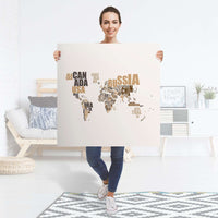 Selbstklebender Folienbogen World Map - Braun - Größe: 90x90 cm