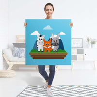 Selbstklebender Folienbogen Zootiere - Größe: 90x90 cm
