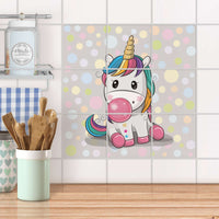 Klebefliesen Küche - Rainbow das Einhorn