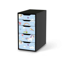 Klebefolie für Möbel Rainbow Unicorn - IKEA Alex 5 Schubladen - schwarz