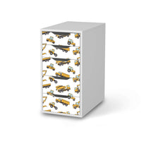 Klebefolie für Möbel Working Cars - IKEA Alex 5 Schubladen - weiss