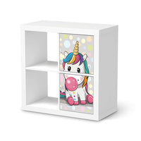 Klebefolie für Möbel Rainbow das Einhorn - IKEA Expedit Regal 2 Türen Hoch - weiss