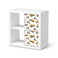 Klebefolie für Möbel Working Cars - IKEA Expedit Regal 2 Türen Hoch - weiss