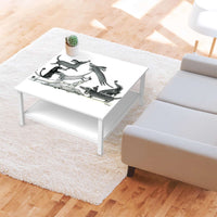 Klebefolie für Möbel Akrobaten Dackel - IKEA Hemnes Couchtisch 90x90 cm - Kinderzimmer