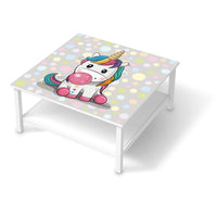Klebefolie für Möbel Rainbow das Einhorn - IKEA Hemnes Couchtisch 90x90 cm - weiss