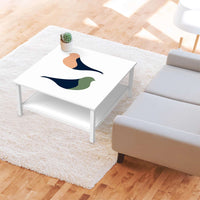 Klebefolie für Möbel Vintage Vögel - IKEA Hemnes Couchtisch 90x90 cm - Wohnzimmer