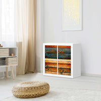 Klebefolie für Möbel Wooden - IKEA Kallax Regal 4 Türen - Wohnzimmer