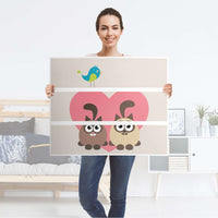 Klebefolie für Möbel Cats Heart - IKEA Malm Kommode 3 Schubladen - Folie