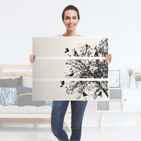 Klebefolie für Möbel Tree and Birds 2 - IKEA Malm Kommode 3 Schubladen - Folie