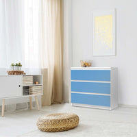 Klebefolie für Möbel Blau Light - IKEA Malm Kommode 3 Schubladen - Schlafzimmer