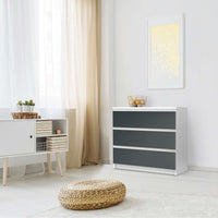 Klebefolie für Möbel Blaugrau Dark - IKEA Malm Kommode 3 Schubladen - Schlafzimmer