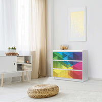 Klebefolie für Möbel Colored Cubes - IKEA Malm Kommode 3 Schubladen - Schlafzimmer