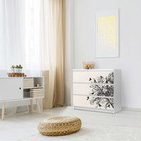 Klebefolie für Möbel Tree and Birds 2 - IKEA Malm Kommode 3 Schubladen - Schlafzimmer