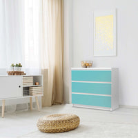 Klebefolie für Möbel Türkisgrün Light - IKEA Malm Kommode 3 Schubladen - Schlafzimmer