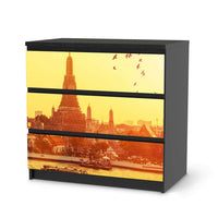 Klebefolie für Möbel Bangkok Sunset - IKEA Malm Kommode 3 Schubladen - schwarz