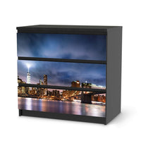 Klebefolie für Möbel Brooklyn Bridge - IKEA Malm Kommode 3 Schubladen - schwarz