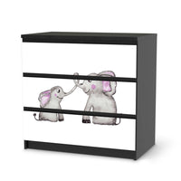 Klebefolie für Möbel Elefanten - IKEA Malm Kommode 3 Schubladen - schwarz