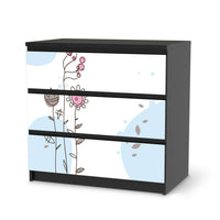 Klebefolie für Möbel Flowers 3 - IKEA Malm Kommode 3 Schubladen - schwarz