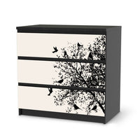 Klebefolie für Möbel Tree and Birds 2 - IKEA Malm Kommode 3 Schubladen - schwarz